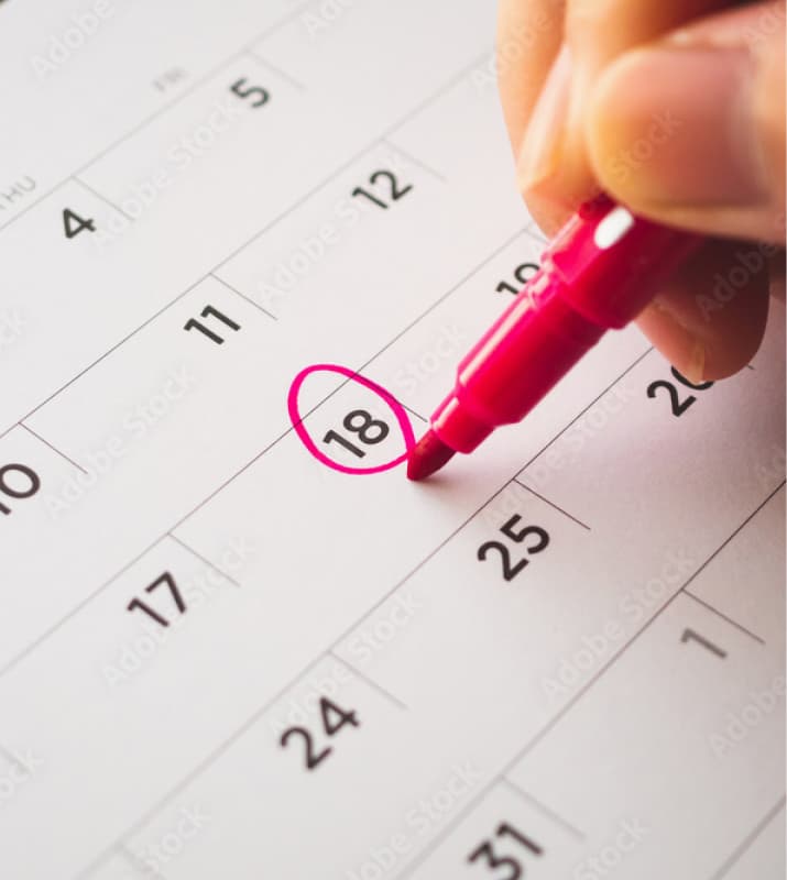 カレンダーに丸をつける